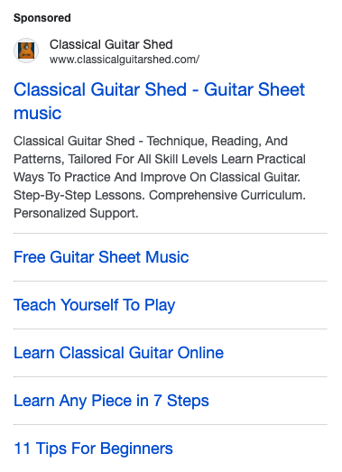 Classical Guitar Shed - Target High Volume Keywords