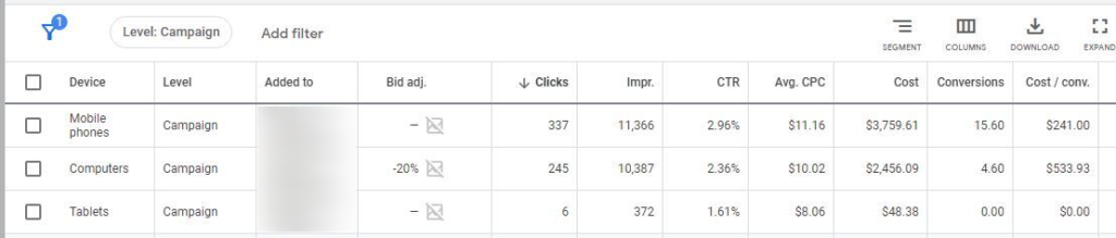 Mobile Bid Adjustment
