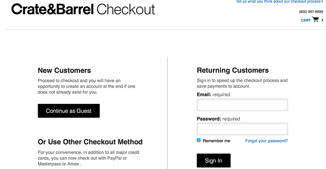 Offer guest checkout