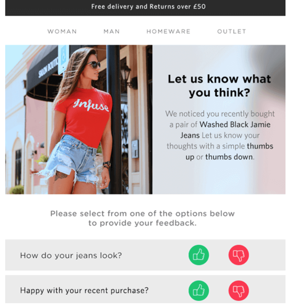 Post Purchase Ecommerce Marketing - product feedback option