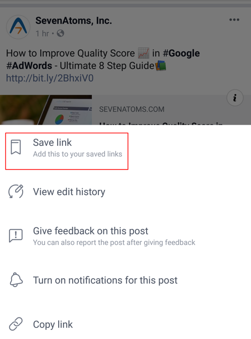 Save Facebook Posts to Share Later